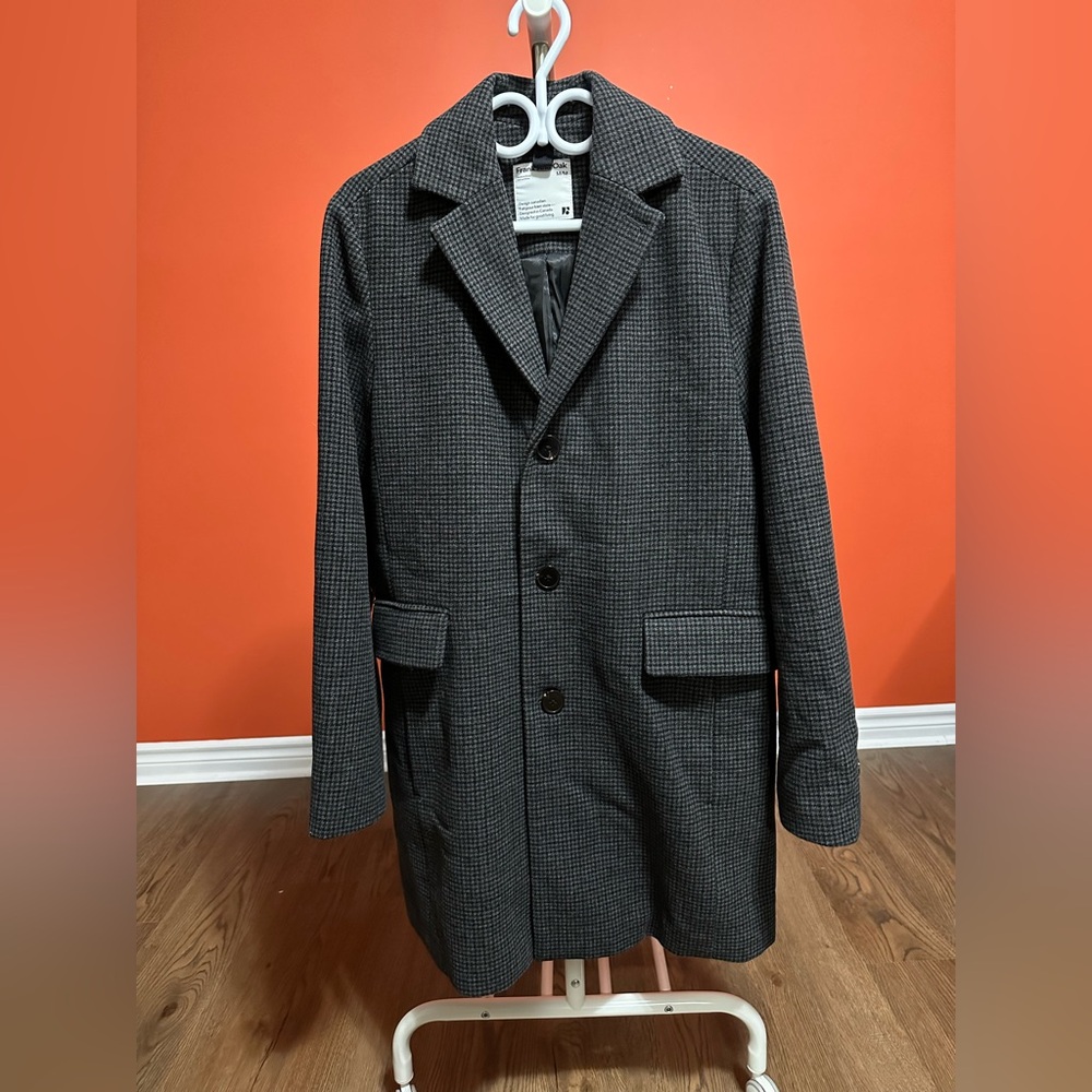 Men's houndstooth Wool Frank and Oak Coat- Medium
